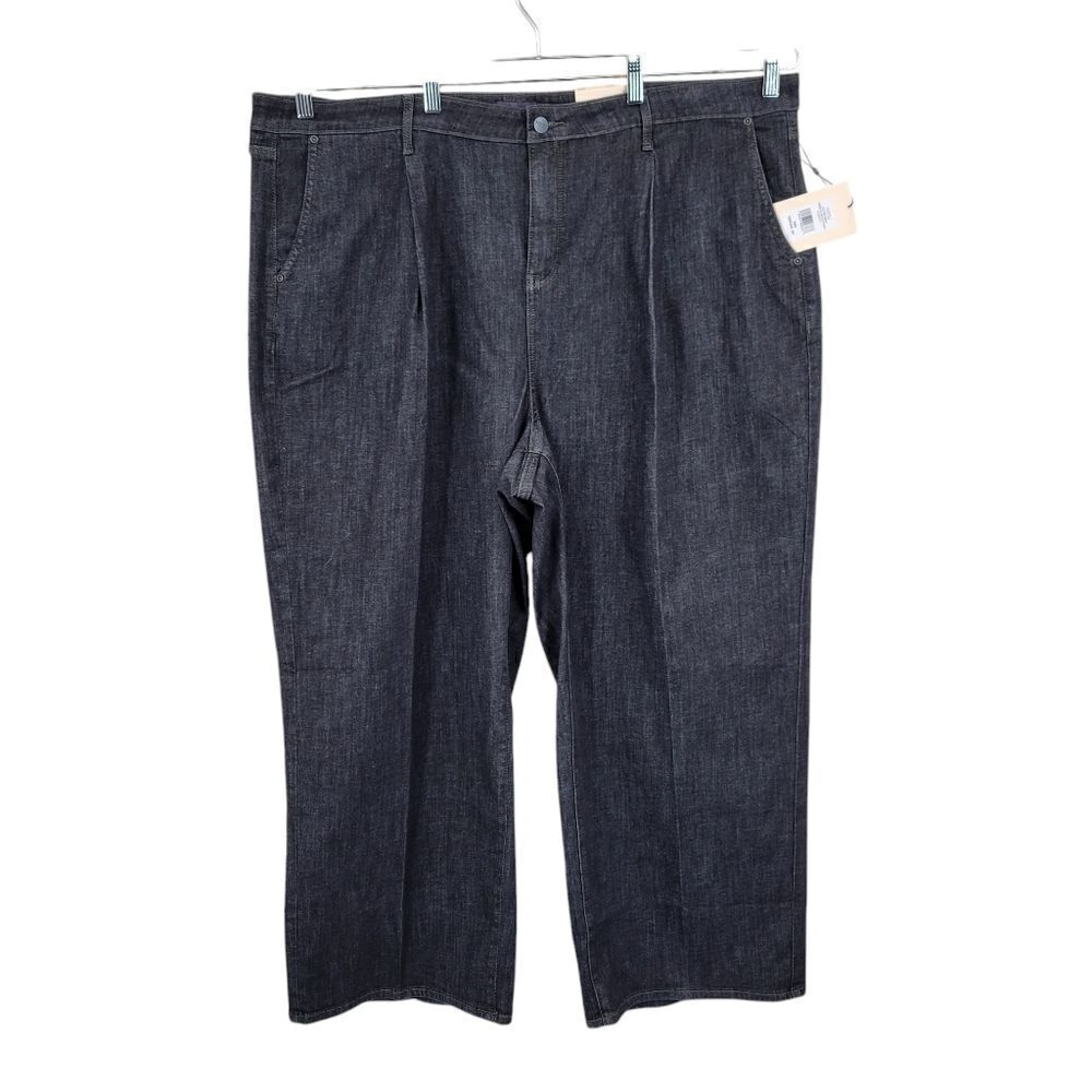 NYDJ Teresa Ankle Wide Leg Jeans with Pleats in Eternity Women's Plus Size 22W